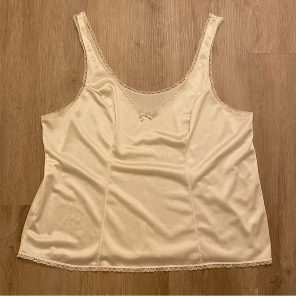 Vintage Vassarette Nylon Camisole Lingerie Top Lace Large